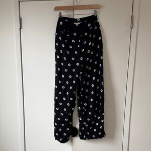 LK Bennett Navy & White Printed Wide-Leg Pants